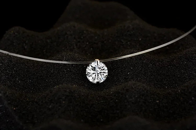 1ct Moissanite diamante S925 argento sterling invisibile trasparente lenza clavicola collana a catena gioielli da donna PlatiNum