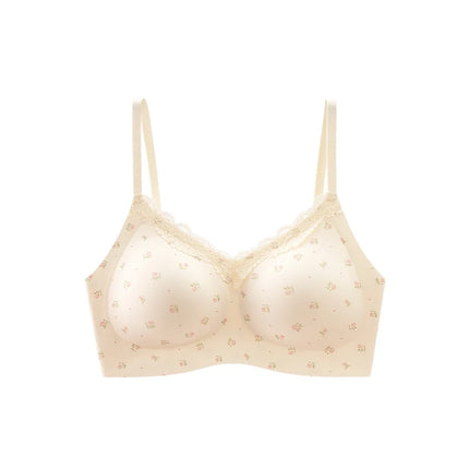 FallSweet French Floral Wireless Push Up Bra for Women Sweet Lace Bralette with Small Breasts Anti-sagging Brassiere Lingerie