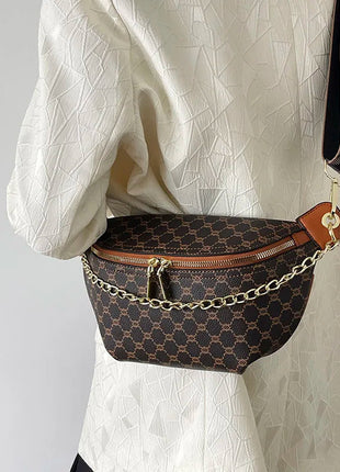 Women Chain Waist Bag Luxury Designer Chest Pack Quality PU Leather Fanny Pack Phone Purse Female Shoulder Crossbody Bag PlatiNum