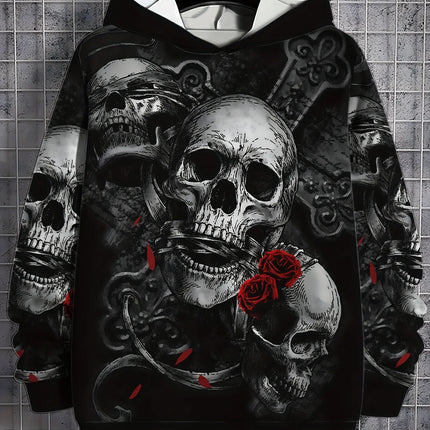 Autumn Skull and Rose 3D Print Hoodies Men Women Fashion Casual Sweatshirts Oversized Hoodie Pullovers Tracksuit Clothing