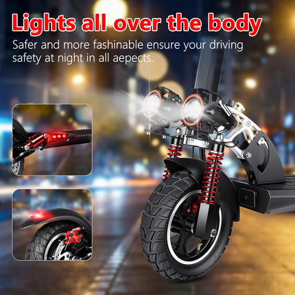 Monopattino Elettrico con Motore 800W, Batteria 48V13AH, Sedile Rimovibile, Pneumatici 10\", per Pendolari Urbani e Fuoristrada, Pieghevole