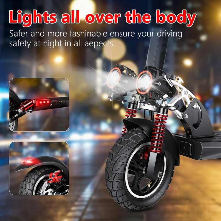 Monopattino Elettrico con Motore 800W, Batteria 48V13AH, Sedile Rimovibile, Pneumatici 10\", per Pendolari Urbani e Fuoristrada, Pieghevole