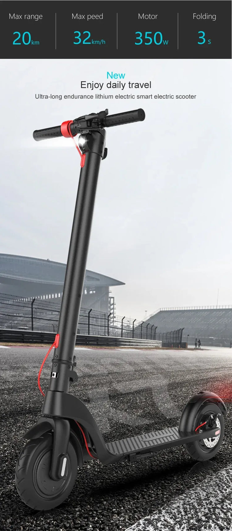 Monopattino Elettrico X7 con Ruote da 8.5/10 Pollici, Motore W, Batteria 36V 6.4Ah, Velocità 32 km/h, Autonomia 20 km, Telaio in Lega di Alluminio Aeronautico, E-Scooter Leggero e Portatile per Uso Urbano