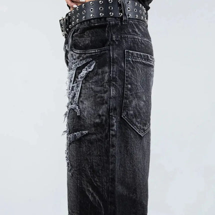 Pantaloncini Larghi Unisex Stile Gotico Retrò Y2K, Jeans Phantom con Ricamo a Ragno, Streetwear Hip Hop