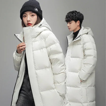 New Winter Men Long Puffer Jackets Hooded Duck Down Coats Unisex Casual Down Jackets Couples Outdoor Windproof Warm Jackets 3XL