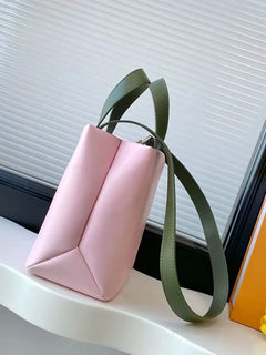 Borsa Mini Tote in Pelle Rosa Geometrica Pieghevole, Borsa di Lusso Multiuso
