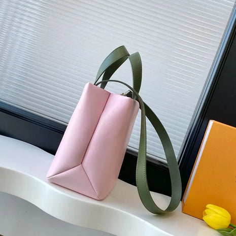 Borsa Mini Tote in Pelle Rosa Geometrica Pieghevole, Borsa di Lusso Multiuso