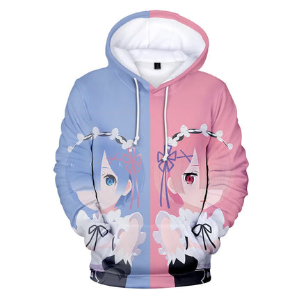 Harajuku Hip Hop Comfortable Re ZERO Rem Ram 3D print Hoodies Sweatshirts Men/Women Sweatshirt Adult/Child Casual Pullovers