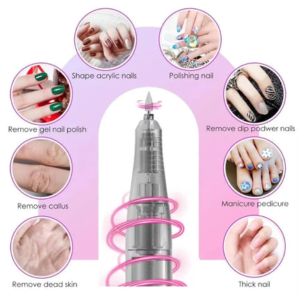 Professional Manicure Pedicure Nail Art Tool Electric Nail Drill High Rotation Speed Quick Nail Grinding Surface Polisher