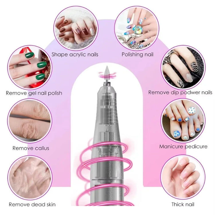 Professional Manicure Pedicure Nail Art Tool Electric Nail Drill High Rotation Speed Quick Nail Grinding Surface Polisher