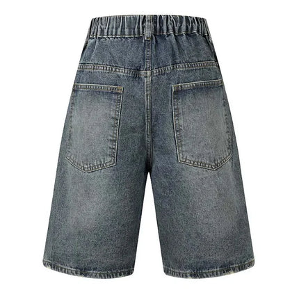 Spider web denim shorts coppia American high street dritto gamba larga hip-hop bello retrò allentato casual nuovi pantaloni a cinque quarti