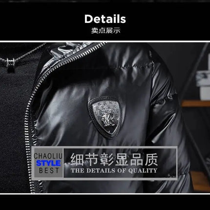Autumn Winter New Men's Trendy American Style High Street Down Jacket Elegant Casual Stand Collar Padded Coat Mens Clothing