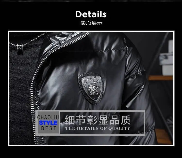 Autumn Winter New Men's Trendy American Style High Street Down Jacket Elegant Casual Stand Collar Padded Coat Mens Clothing