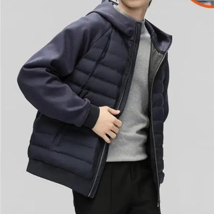 Men's Stylish Hooded Down Jacket 90% Goose Down Short Youth Coat High Quality Fashion Autumn Winter Regular Fit