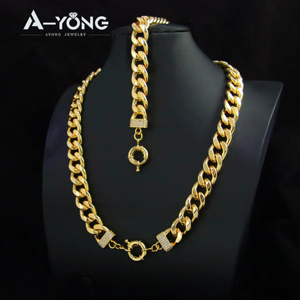 Set di gioielli Hip Hop di lusso placcato oro 21k Dubai Fashoin Collana a catena cubana Arabo Donna Uomo Punk Evento Gioielli per feste platinumshop
