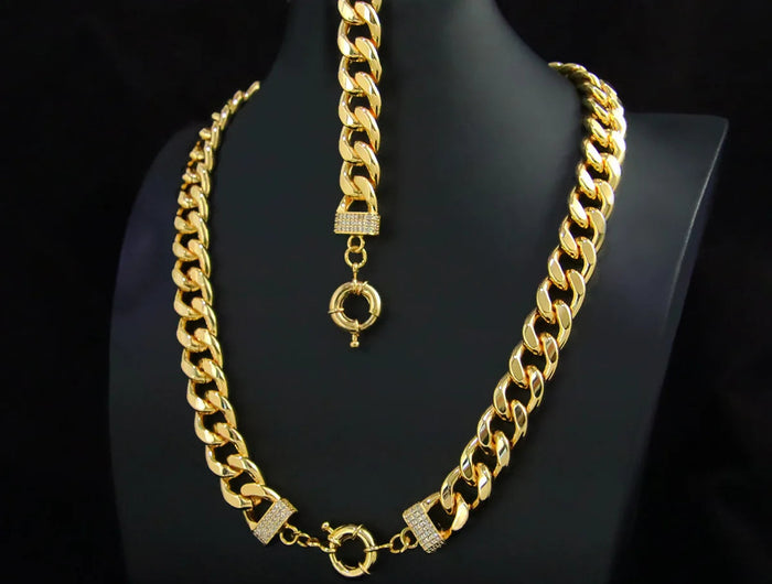 Set di gioielli Hip Hop di lusso placcato oro 21k Dubai Fashoin Collana a catena cubana Arabo Donna Uomo Punk Evento Gioielli per feste platinumshop