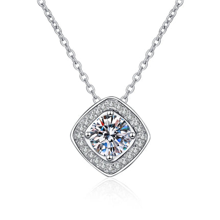 925 Sterling Silver Necklace For Women Round Pendent Sparkling Pave CZ Necklace Fashion Anniversary Birthday Jewelry Gifts N325 PlatiNum