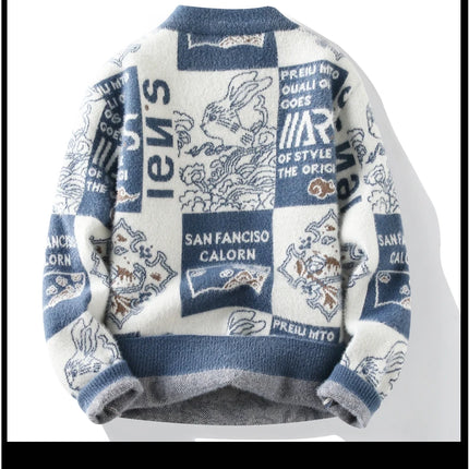 Men's Sweater New Autumn Winter Print Hip Hop Sweater Men Streetwear Print Pullover Tops Harajuku Couple Sweater