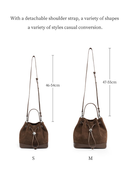 LA FESTIN Original New Women Bag Luxury Suede Bag Leather Handbag Winter Bags Fashion Shoulder Bag Bucket Bag Crossbody Bag