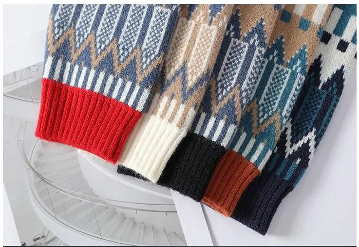 New Winter Men Outwear Loose O-neck Knitted Pullovers Man WarmTurtlenecks Man Casual Sweaters Quality Male Pullovers Size 4XL