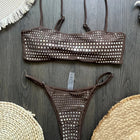 2025 Diamante Bikini Donne Sexy Costume Da Bagno A Fascia Biquini Push Up Costumi Da Bagno Femminile Lucido Costumi da Bagno Floreale Tuta Beachwear platinumshop