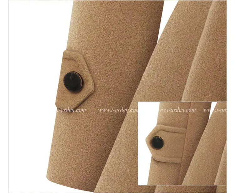 women woolen coat 2026 New fitted mid-length woolen coat double-breasted thickened overcoat + belt women's clothing