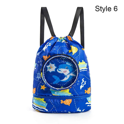 Borsa da spiaggia con coulisse per bambini con separazione asciutta e bagnata, impermeabile, regolabile, per sport, nuoto, viaggi, fitness, spiaggia, borsa da nuoto per bambini