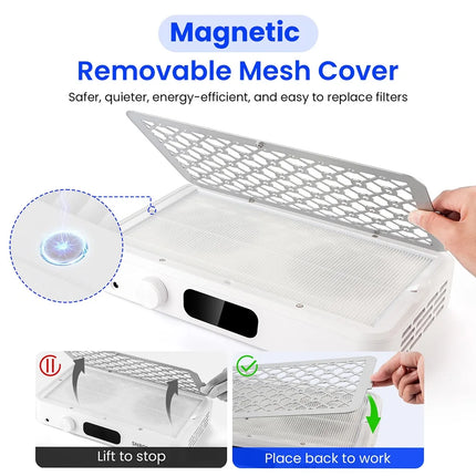 Brushless Twin Turbo Nail Dust Extractor with Multi Adjustable Speed 2500-3500RPM Double Strong Fan Vacuum Cleaner Professional Salon Manicure Dust Collection Tool