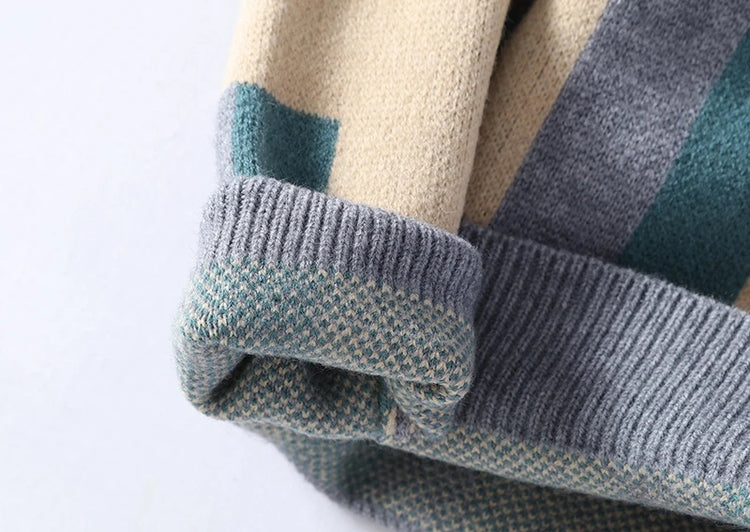 Fashion Fall Winter Japanese Style Turtleneck Sweater Men High End Mens Christmas Sweaters Thick Warm Striped Pullover