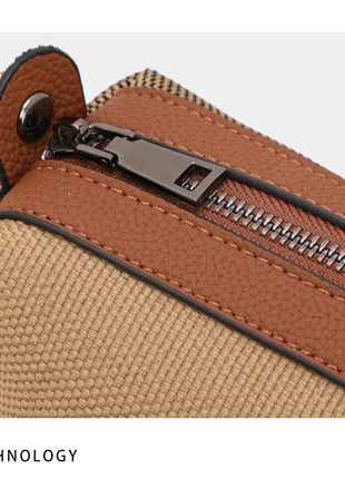 Borsa Tote in Tessuto a Righe con Bordi in Ecopelle, Manico Largo, Borsa a Spalla Grande per Uso Quotidiano e Pendolarismo