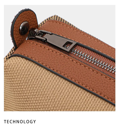 Borsa Tote in Tessuto a Righe con Bordi in Ecopelle, Manico Largo, Borsa a Spalla Grande per Uso Quotidiano e Pendolarismo
