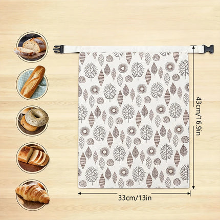 Borsa per Pane in Cotone Riutilizzabile con Chiusura a Fibbia, 2 Pezzi, 43x33cm, Tessuto Traspirante per Cucina e Viaggi