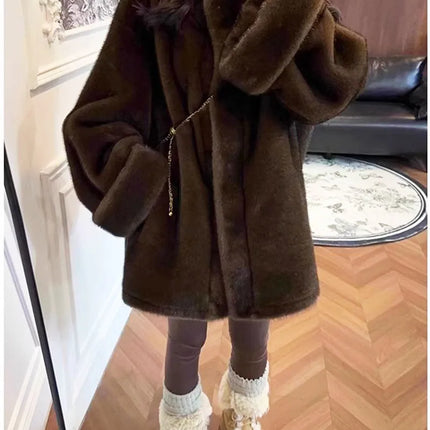 ZADORIN Luxury Mink Coat Woman Korean Style Stand Collar Double Faced Faux Fur Coat Woman Long Oversize Fluffy Fur Jacket Winter