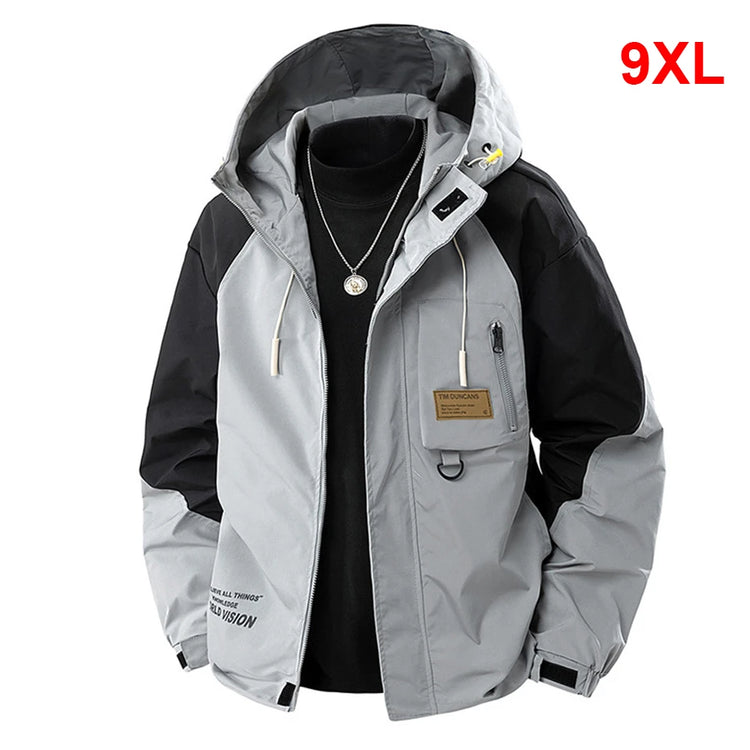 8XL Plus Size Windbreaker Jacket Men Spring Autumn Outerwear Fashion Casual Patchwork Jackets Coats Male Big Size 8XL