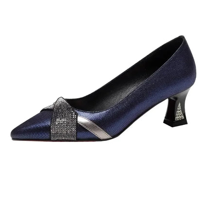 Sapatos Femininas donna Cute Sweet Navy Blue Crystal scarpe con tacco alto Lady Classic Sexy Party scarpe con tacco a spillo Zapatos B17