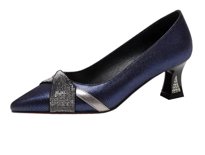 Sapatos Femininas donna Cute Sweet Navy Blue Crystal scarpe con tacco alto Lady Classic Sexy Party scarpe con tacco a spillo Zapatos B17