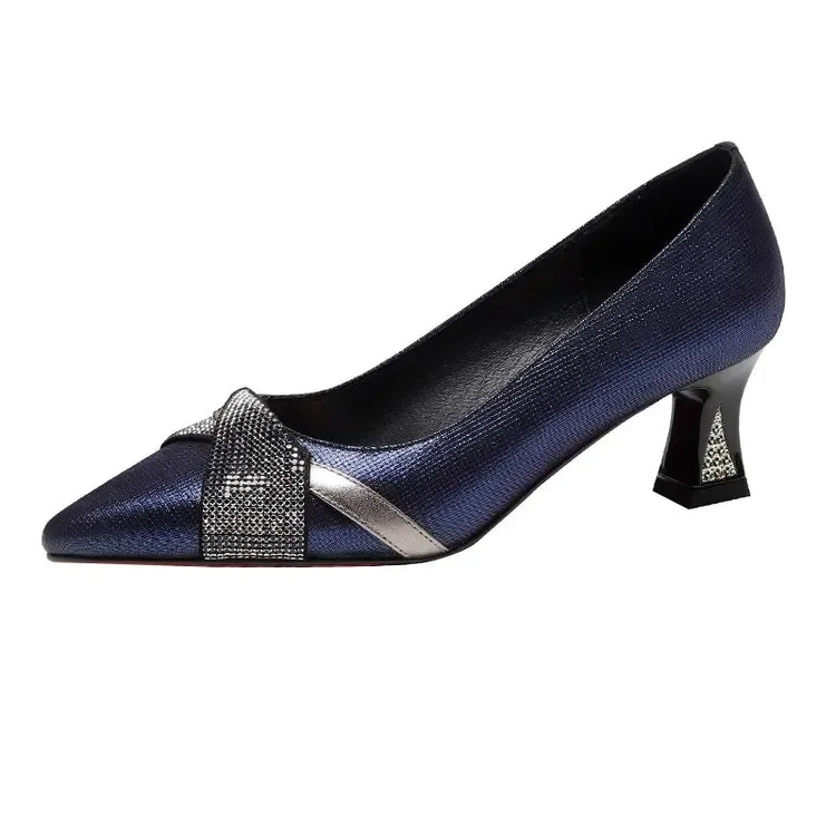 Sapatos Femininas donna Cute Sweet Navy Blue Crystal scarpe con tacco alto Lady Classic Sexy Party scarpe con tacco a spillo Zapatos B17