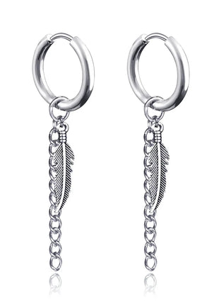 Long Hanging Crosses Leaves Pendants Hoops Woman Earrings Man Vintage Stainless steel Hip Hop Ear Piercing Jewelry Accessories PlatiNum