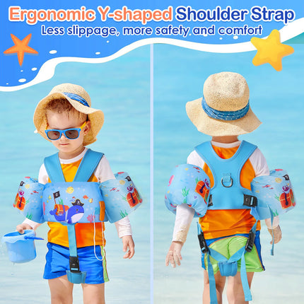 Kids Swim Vest Floaties for Children Arm Band Floaties with Adjustable Strap Swim Jacket Water Wing Pool Floating Learning Swimming