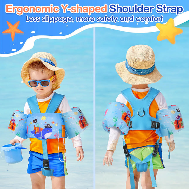 Kids Swim Vest Floaties for Children Arm Band Floaties with Adjustable Strap Swim Jacket Water Wing Pool Floating Learning Swimming