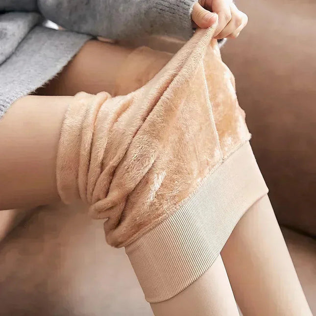 Colorful Fleece Lined Tights Women Winter Thermal Pantyhose Polar Skin Black Effect Stockings Leg Warmers Thick Opaque Leggings PlatiNum