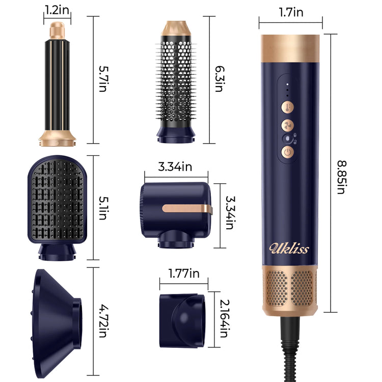7 In 1 Hair Dryer Brush Brushless High Speed Hair Dryer with Diffuser Ionic Blow Dryer Hot Air Styling Comb Auto Hair Curler