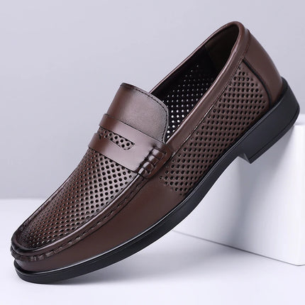 Mocassini in Pelle da Uomo Estate 2026, Scarpe Casual Slip-on Traspiranti, Comode per Camminare e per l'Ufficio