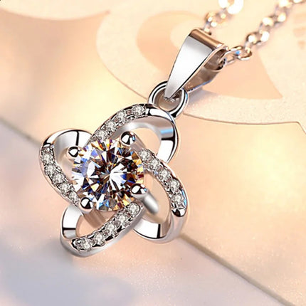 Collane in Argento Sterling 925 con Zirconia Cubica 6A per Donne, Nuova Tendenza Brillante, Gioielli Geometrici alla Moda per Feste Serali e Regali PlatiNum