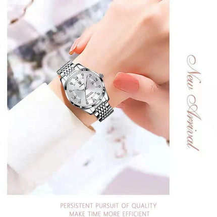 POEDAGAR Orologio da donna di lusso Orologio da donna impermeabile in acciaio inossidabile con data luminosa Orologi al quarzo da donna semplici e casual alla moda platinumshop