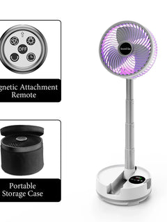 Socool Ventilatore Pieghevole Portatile 20000mAh 8 Velocità & Oscillazione Automatica Ventilatore da Pavimento e da Tavolo Ricaricabile con Telecomando per Casa