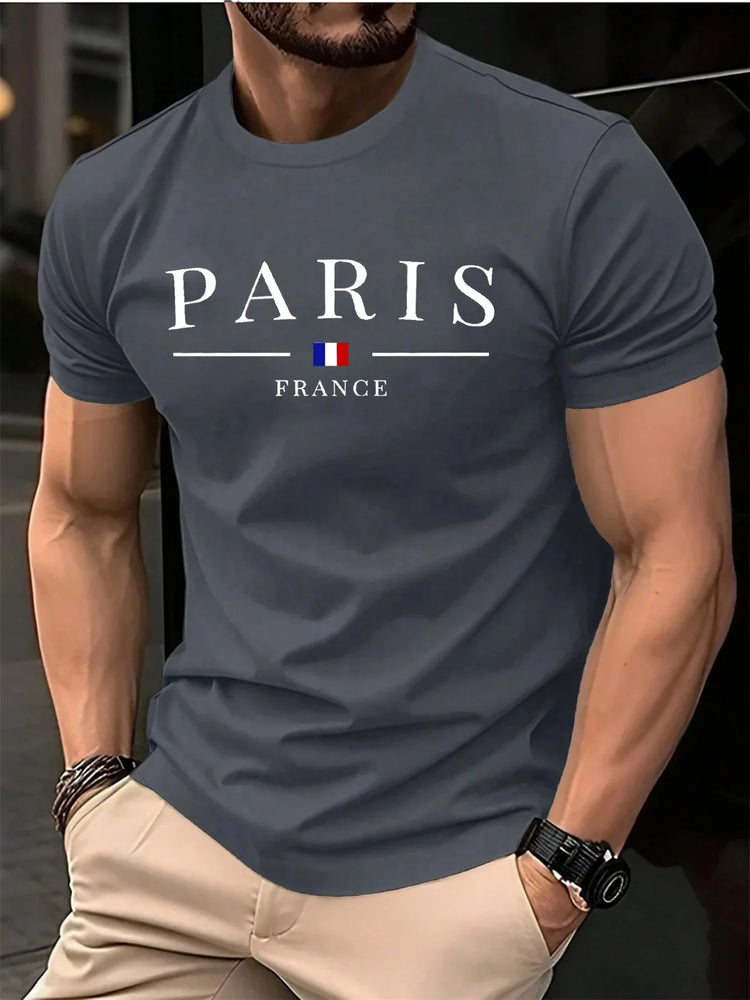 T-shirt estiva da uomo con stampa 3D a lettere, t-shirt personalizzata hip hop street style, top casual da uomo.