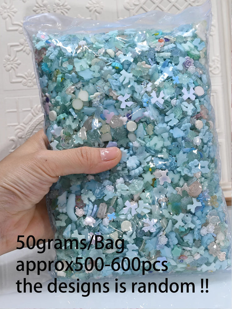 500-600pcs Mixed Aurora Pink Bow/Flower Nail Charms 50g Kwaii Resin Butterfly,Bowknot Y2K Nail Art Decorations DIY Manicure Part