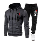 2025 Autumn/Winter Fashion Men's Casual Running Sports Set: Comfortable and Loose Two Piece Zipper Sweater and Pants PlatiNum
