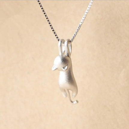 Popular 925 Sterling Silver Jewelry Fashion Simple Animal Cute Kitty Clavicle Chain Pendant Cat Necklaces XL003 PlatiNum